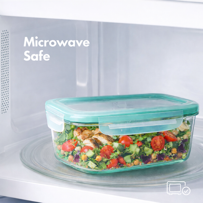 Bayofi® Good Grips Leakproof Rectangular Food Storage Container – Airtight, Space-Saving Meal Prep & Fridge Organizer (Glass & BPA-Free Lid)